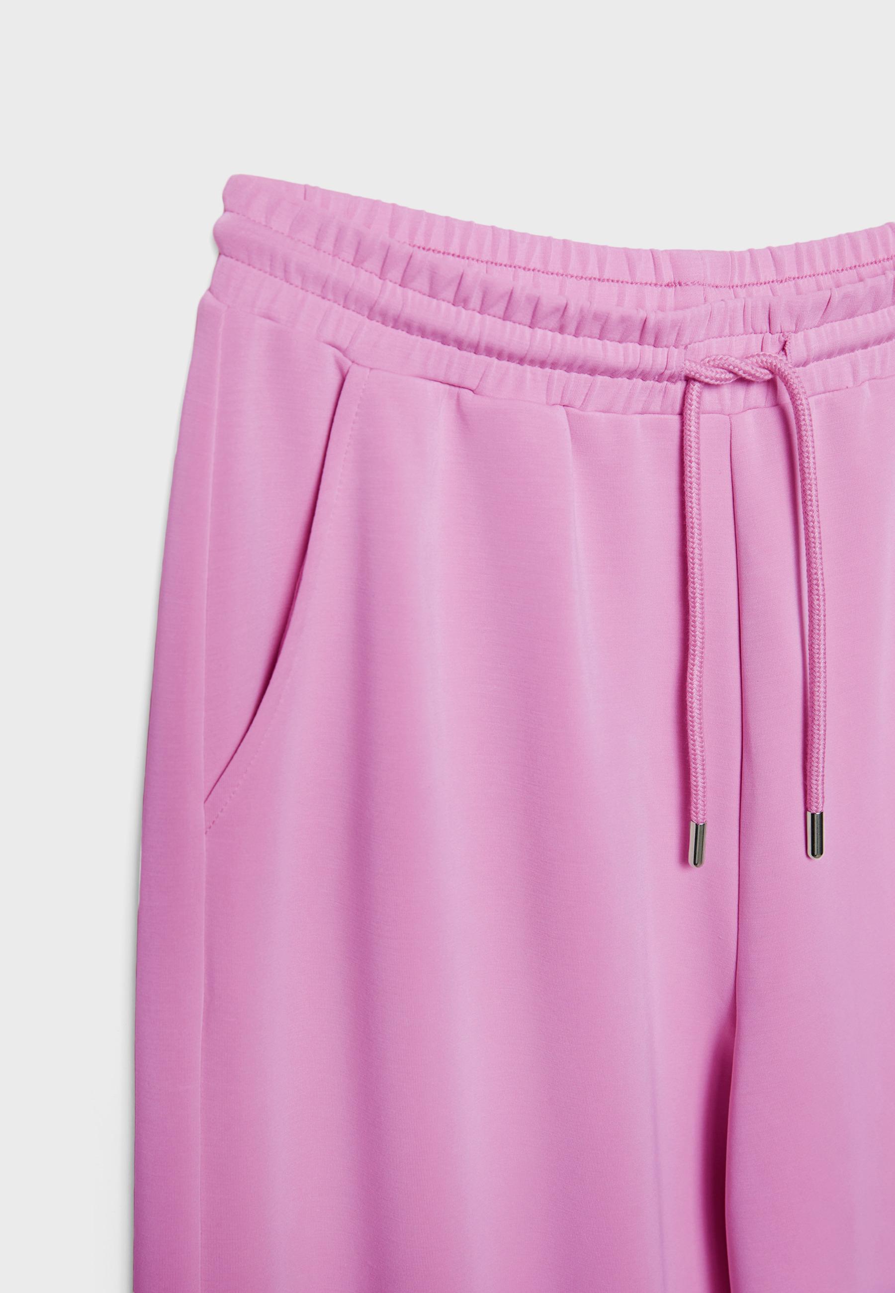 Soft-touch palazzo joggers — Bubblegum pink
