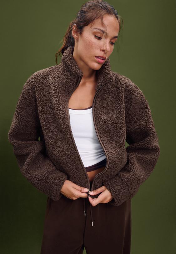 cazadora cremallera efecto borreguillo