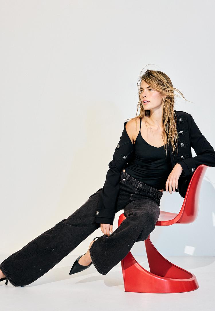 jeans straight fit brillos