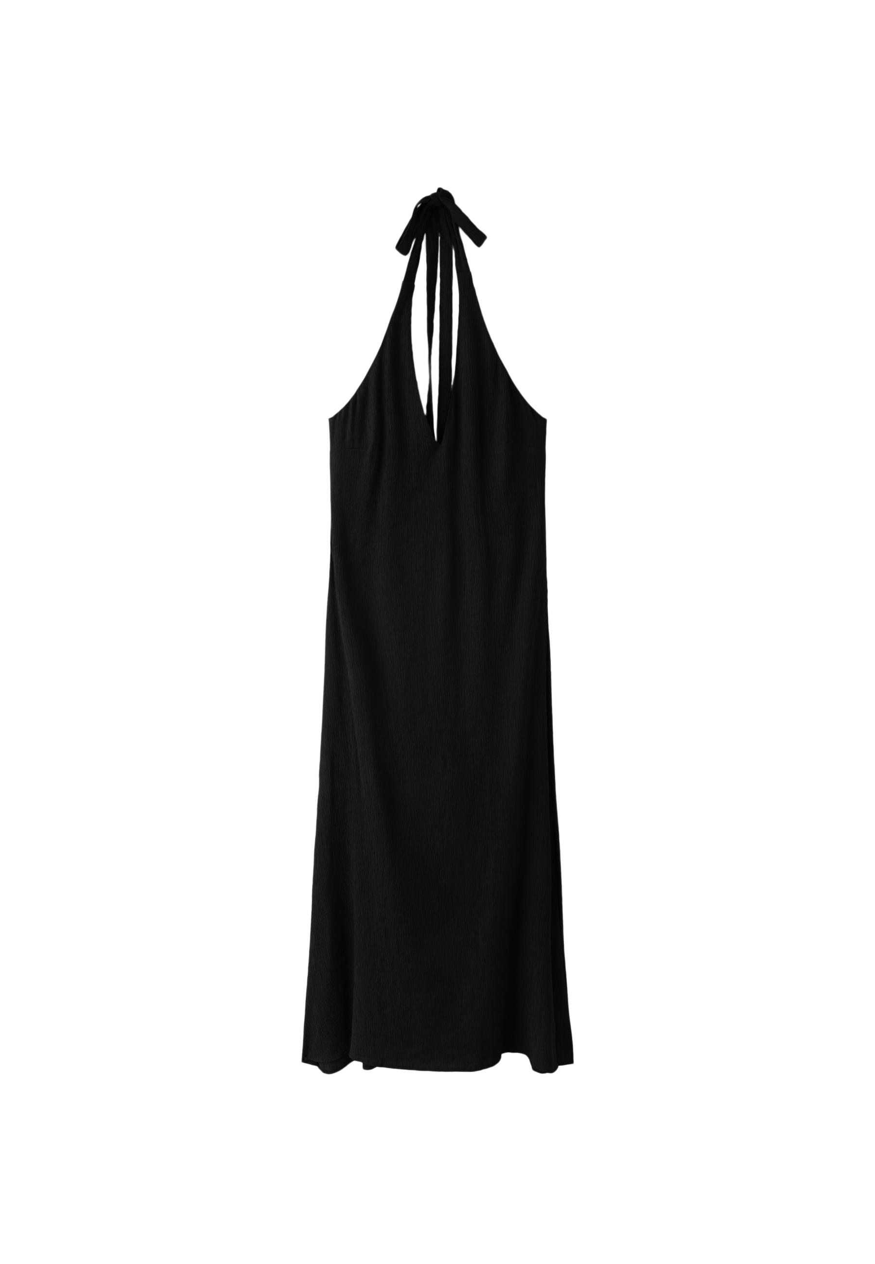 Textured halter midi dress — Black