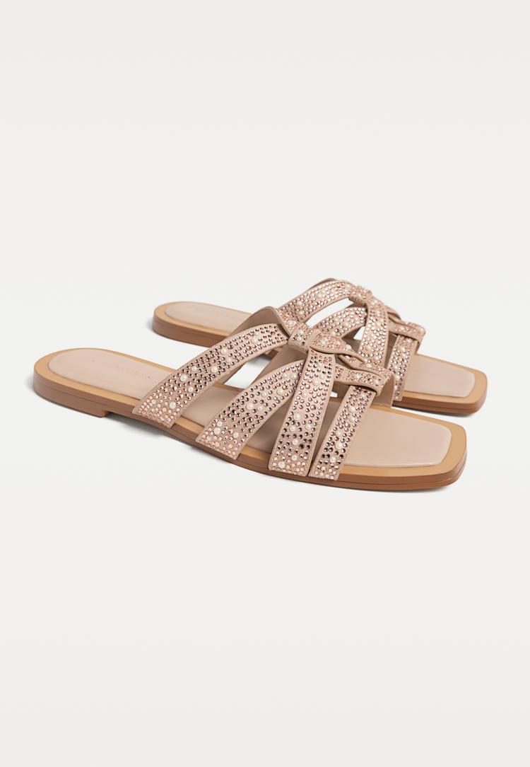 sandalias planas brillos