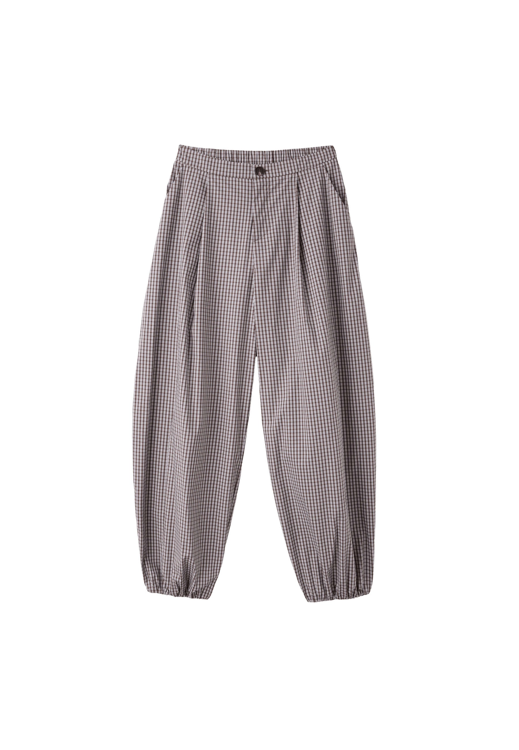 Checked balloon trousers — Brown