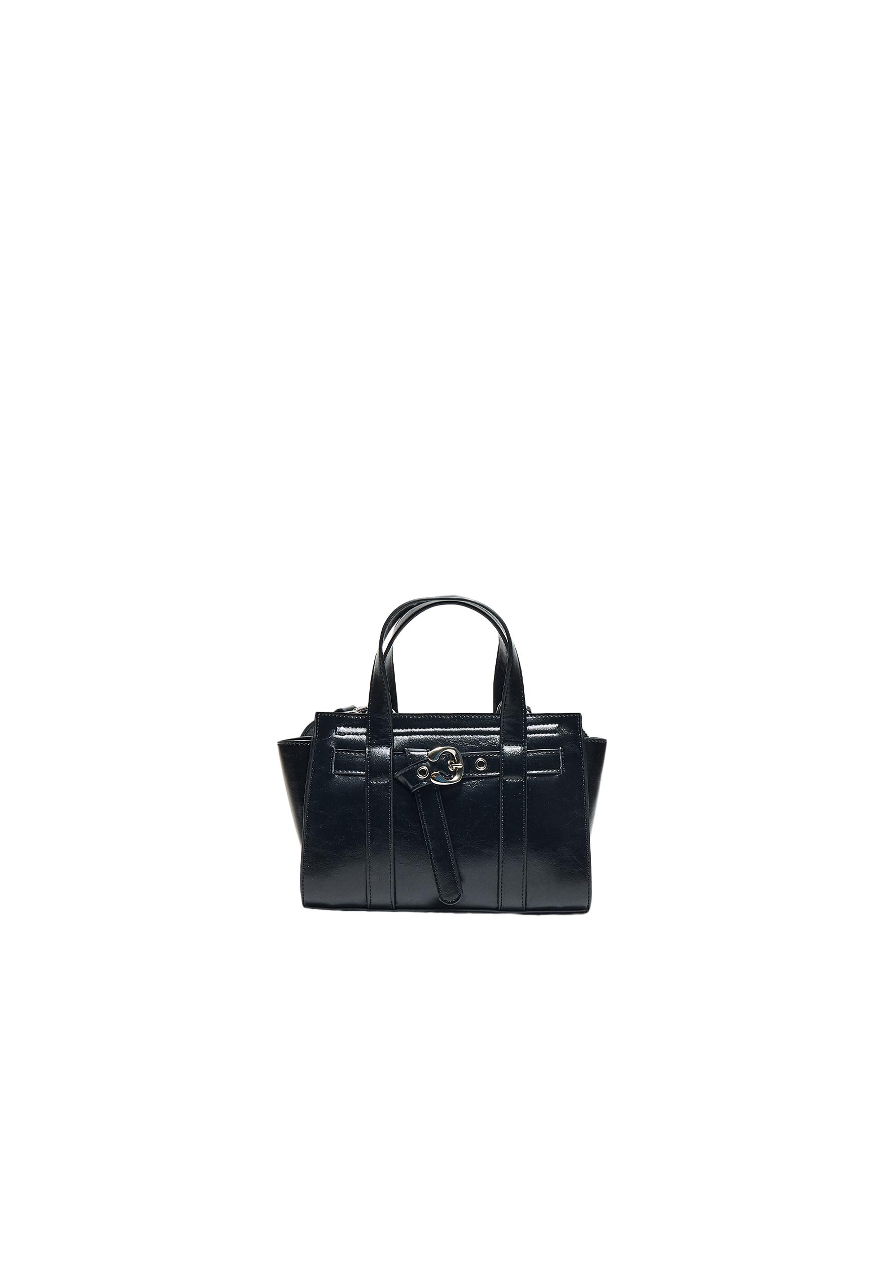 Mini tote bag with buckle — Black