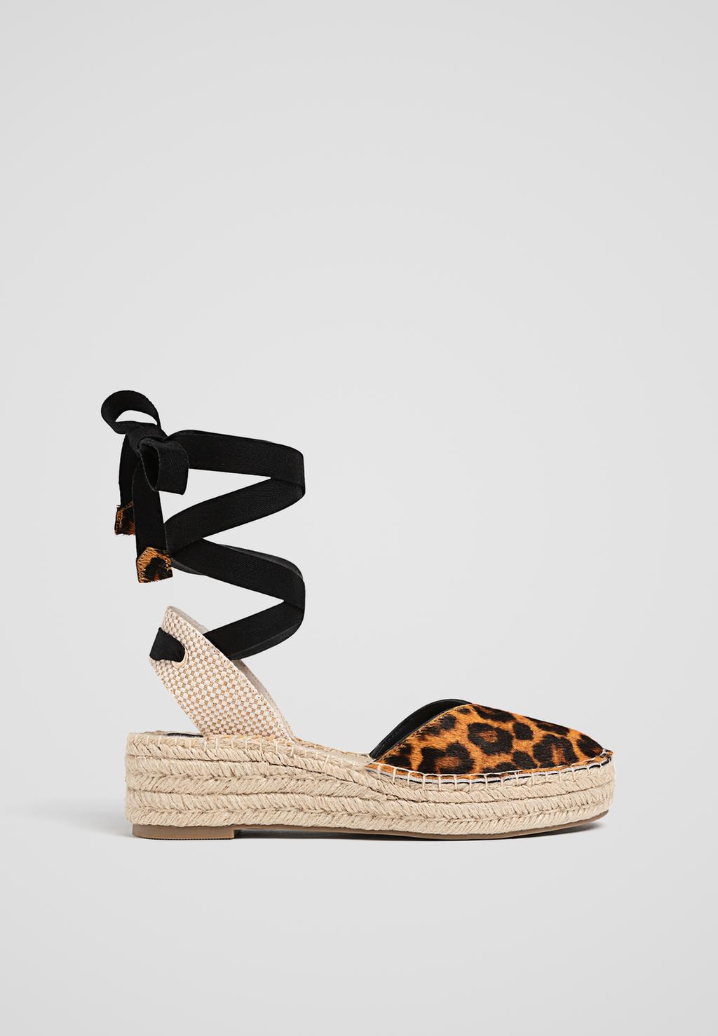 Lace-up leopard print espadrilles