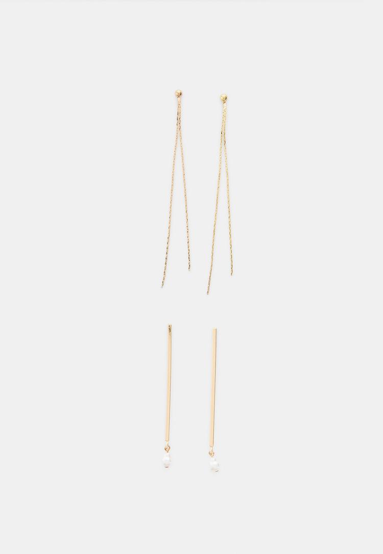 Set of 2 dangle earrings — Gold