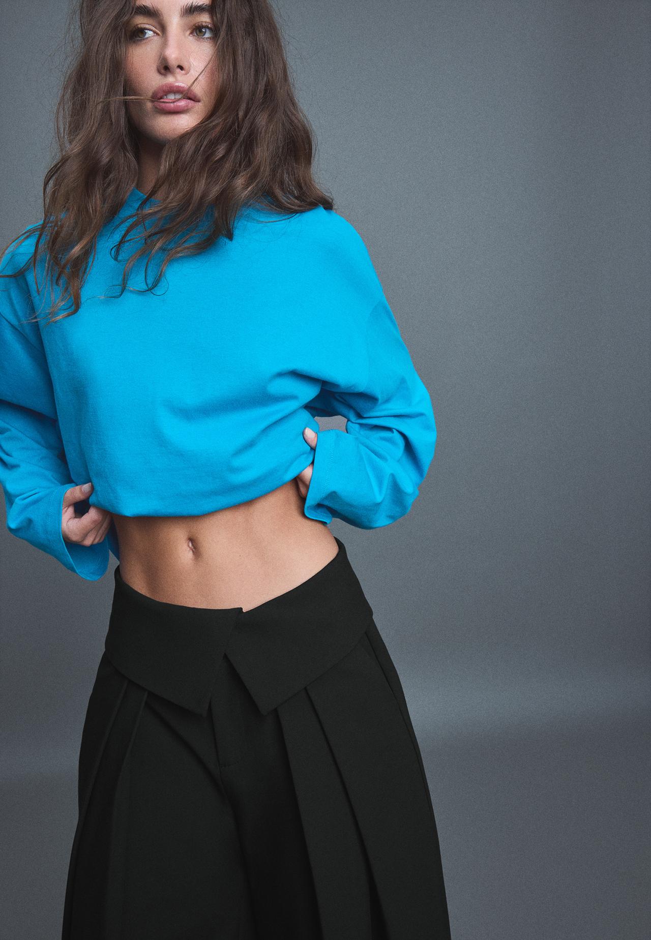 Turn-up waist smart trousers — Black