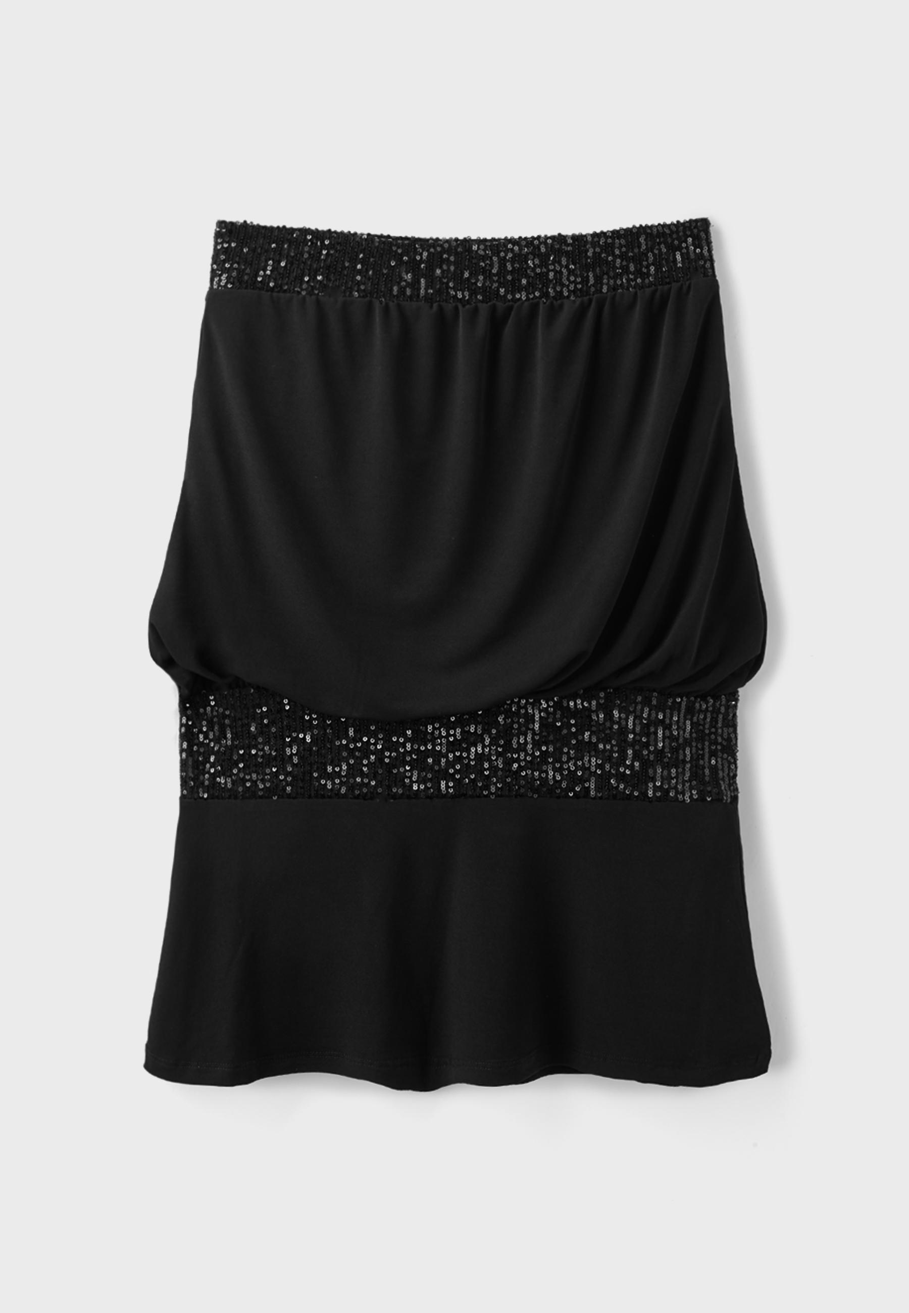 Combined sequin mini dress — Black