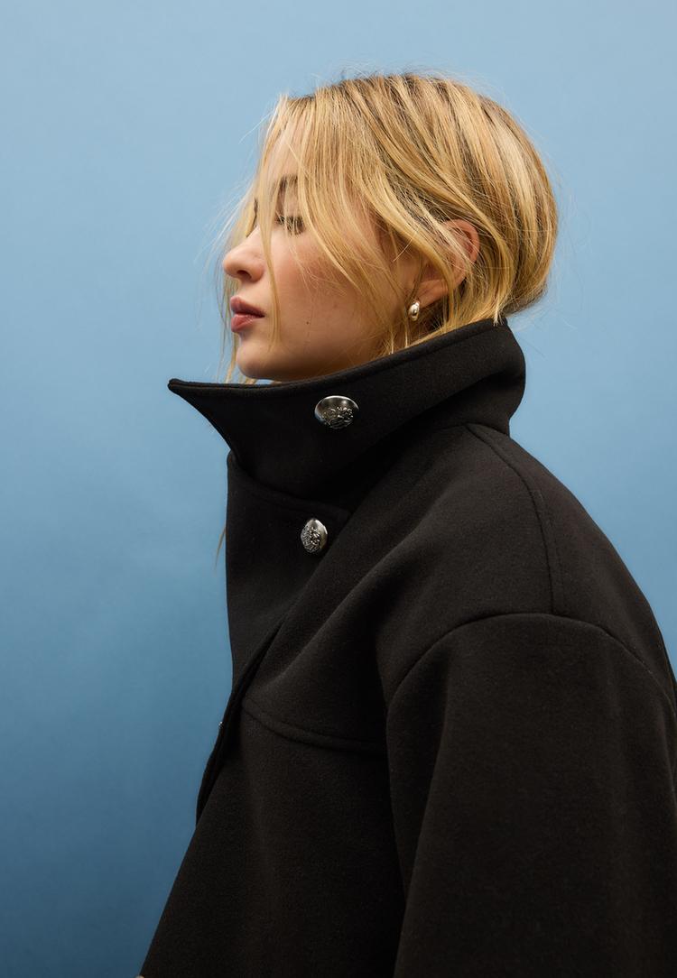 dubbelgesloten jack met opstaande kraag en zachte touch