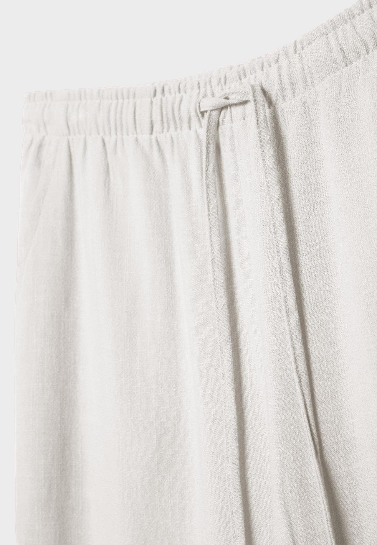 Straight-leg linen-effect trousers — Ecru