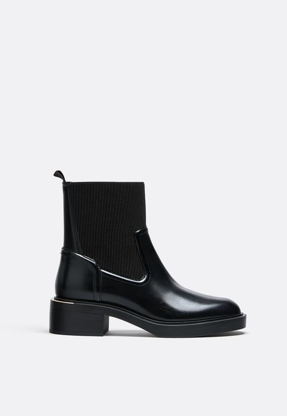 Stradivarius Botine Plate Chelsea Negru 39