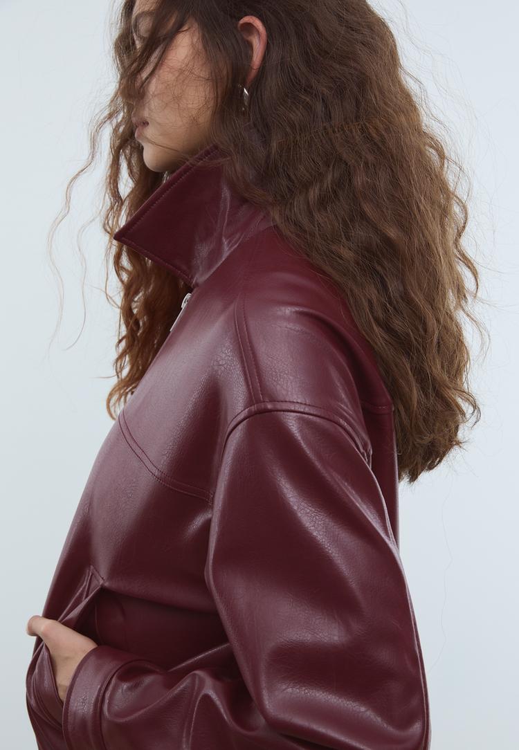oversize suni deri ceket
