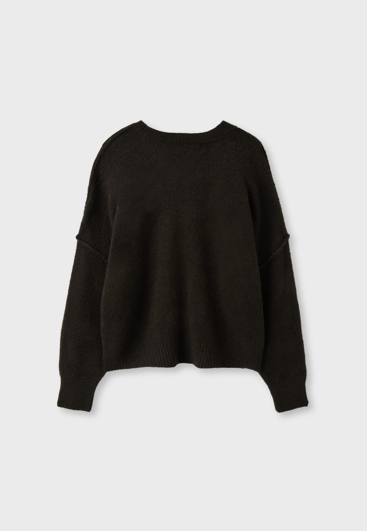 Round neck knit jumper — Brown