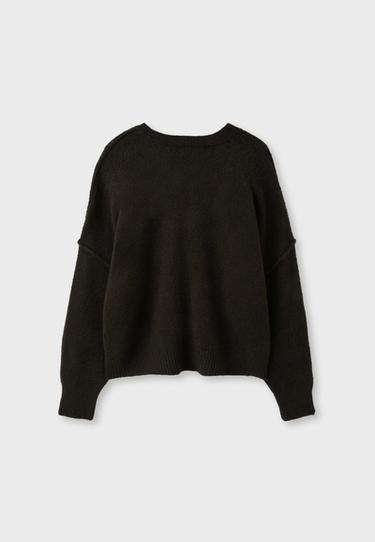 Round neck knit jumper — Brown 8