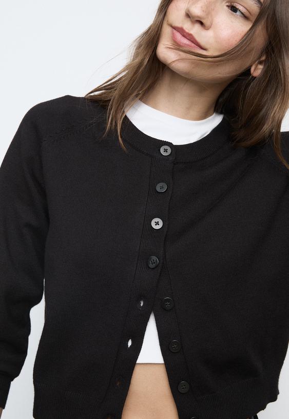 chaqueta punto botones manga ranglan