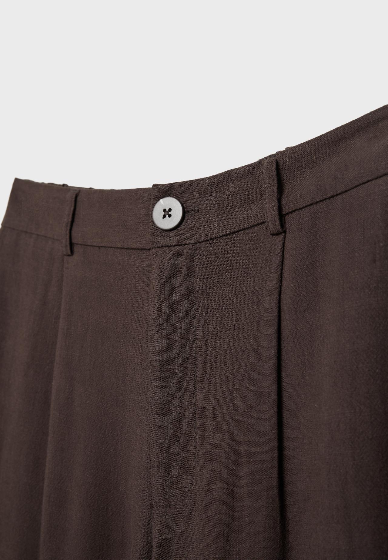Straight-leg linen-effect trousers — Brown