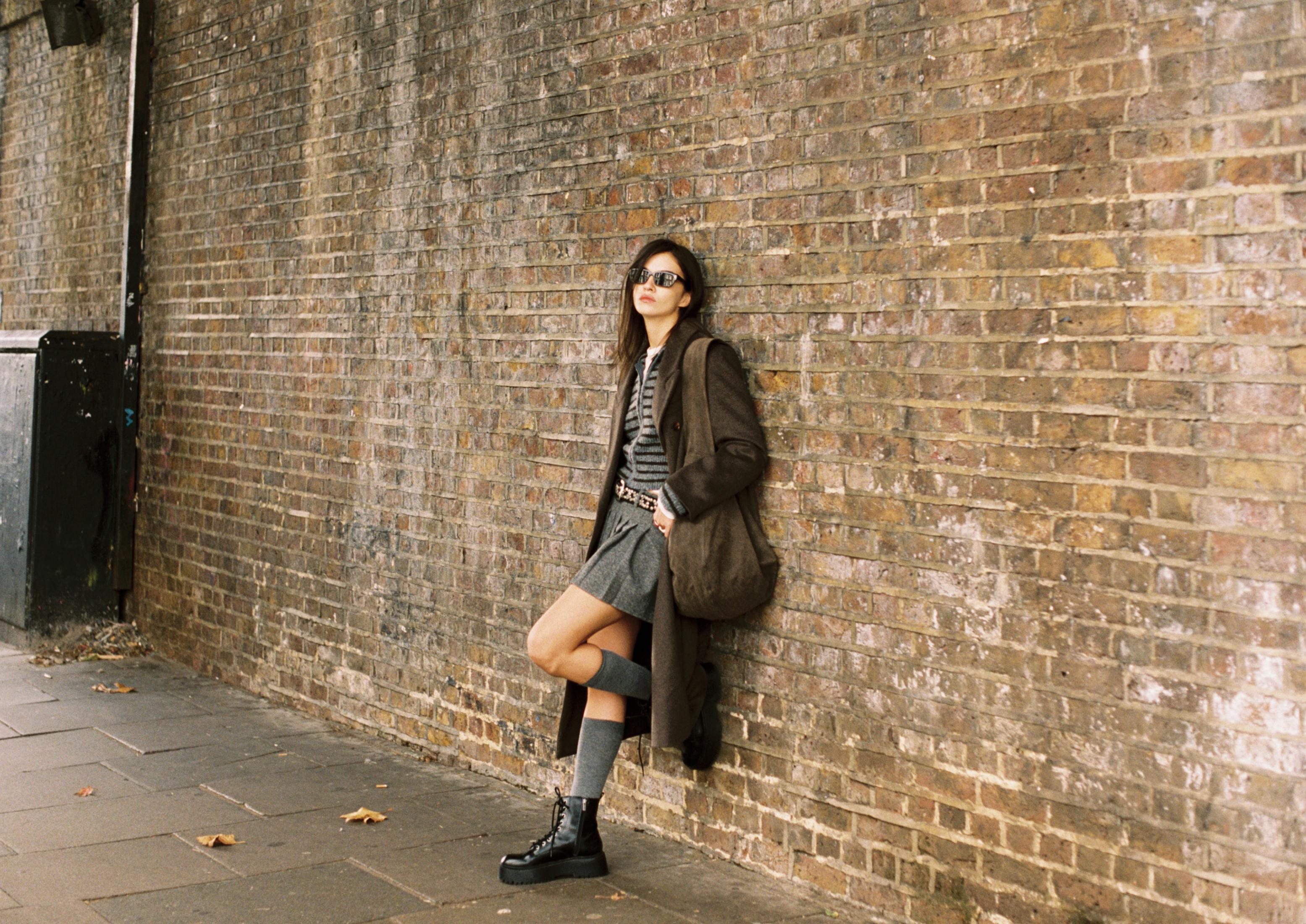 Long oversize double-breasted coat — Brown