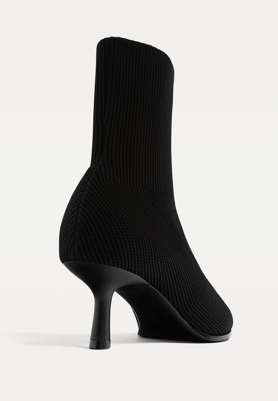 Knit high-heel ankle boots