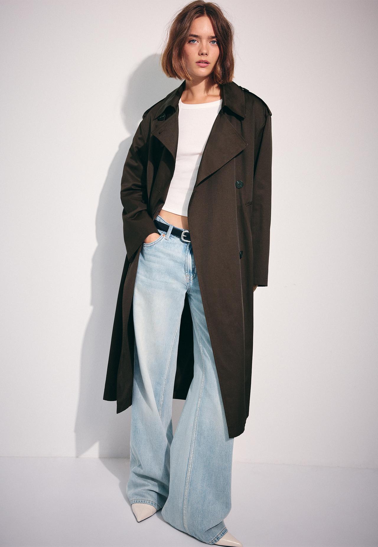 Long basic trench coat — Brown