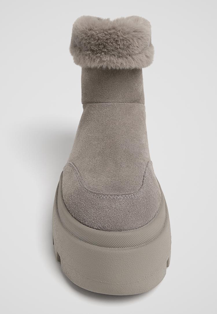 botines planos piel efecto pelo