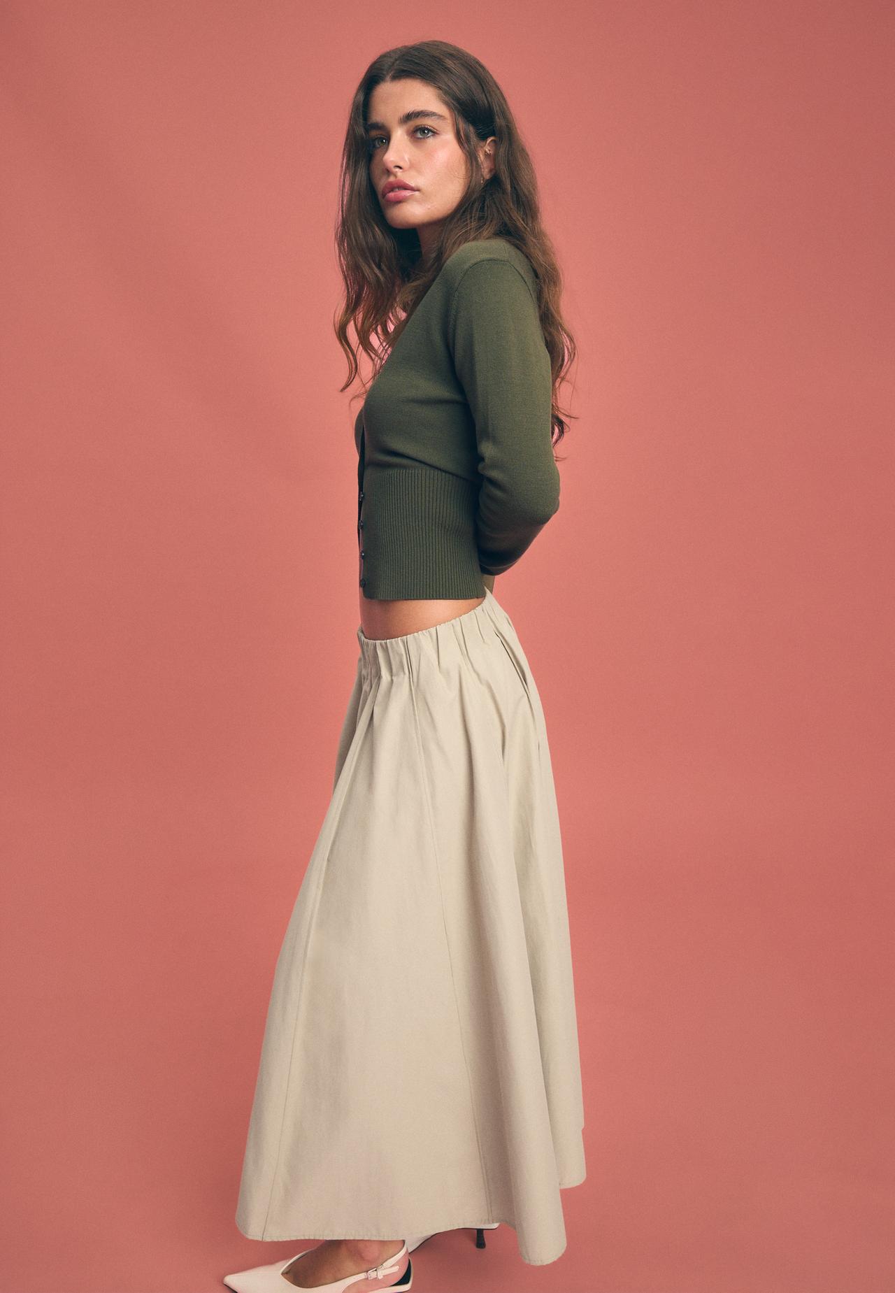 Poplin seam skirt — Beige
