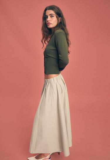 Poplin seam skirt — Beige 6