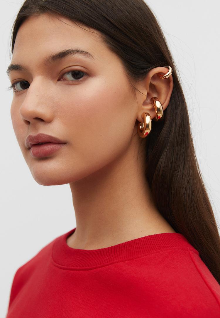 set 2 orecchini a goccia a cerchio e ear cuff