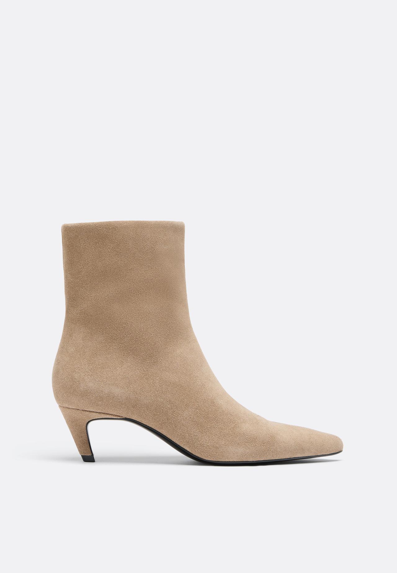 Leather kitten heel ankle boots — TAUPE