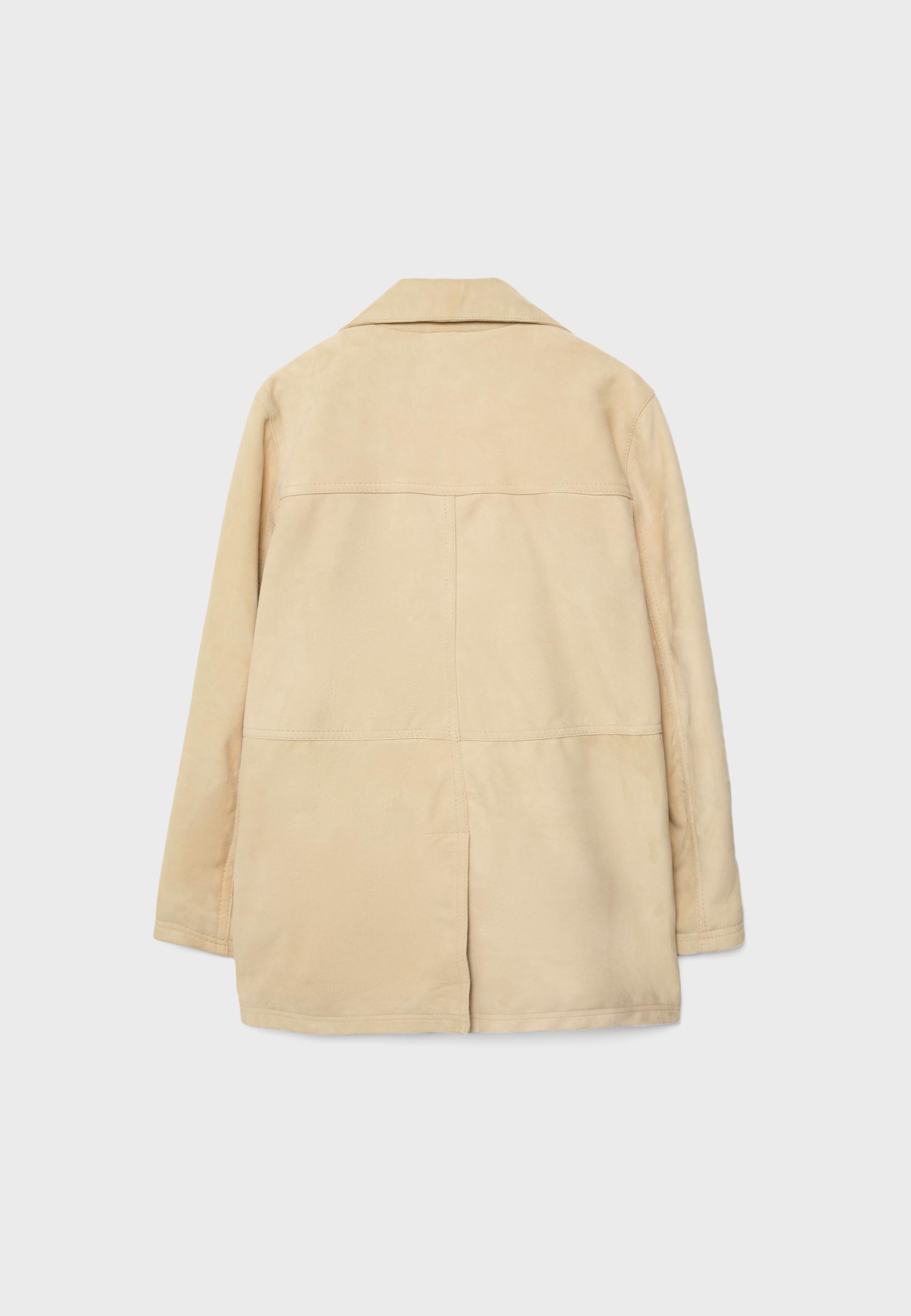 Leather Jacket with Pockets — Stone