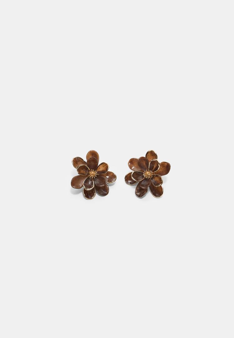 Stradivarius Ohrring Blütenblatt Blume Braun Os
