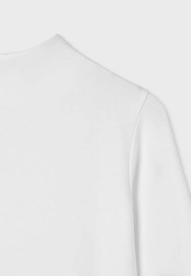 Basic funnel neck T-shirt — Ecru 9