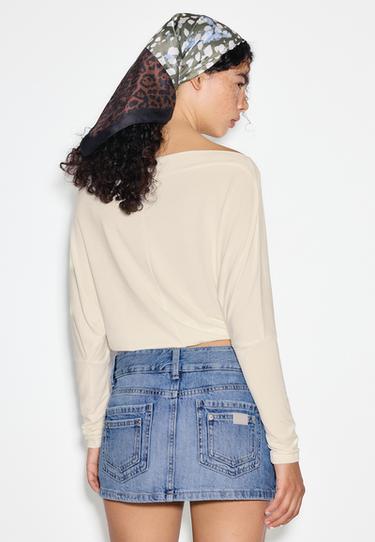 Hammered waist mini skort — MEDIUM BLUE DENIM 5