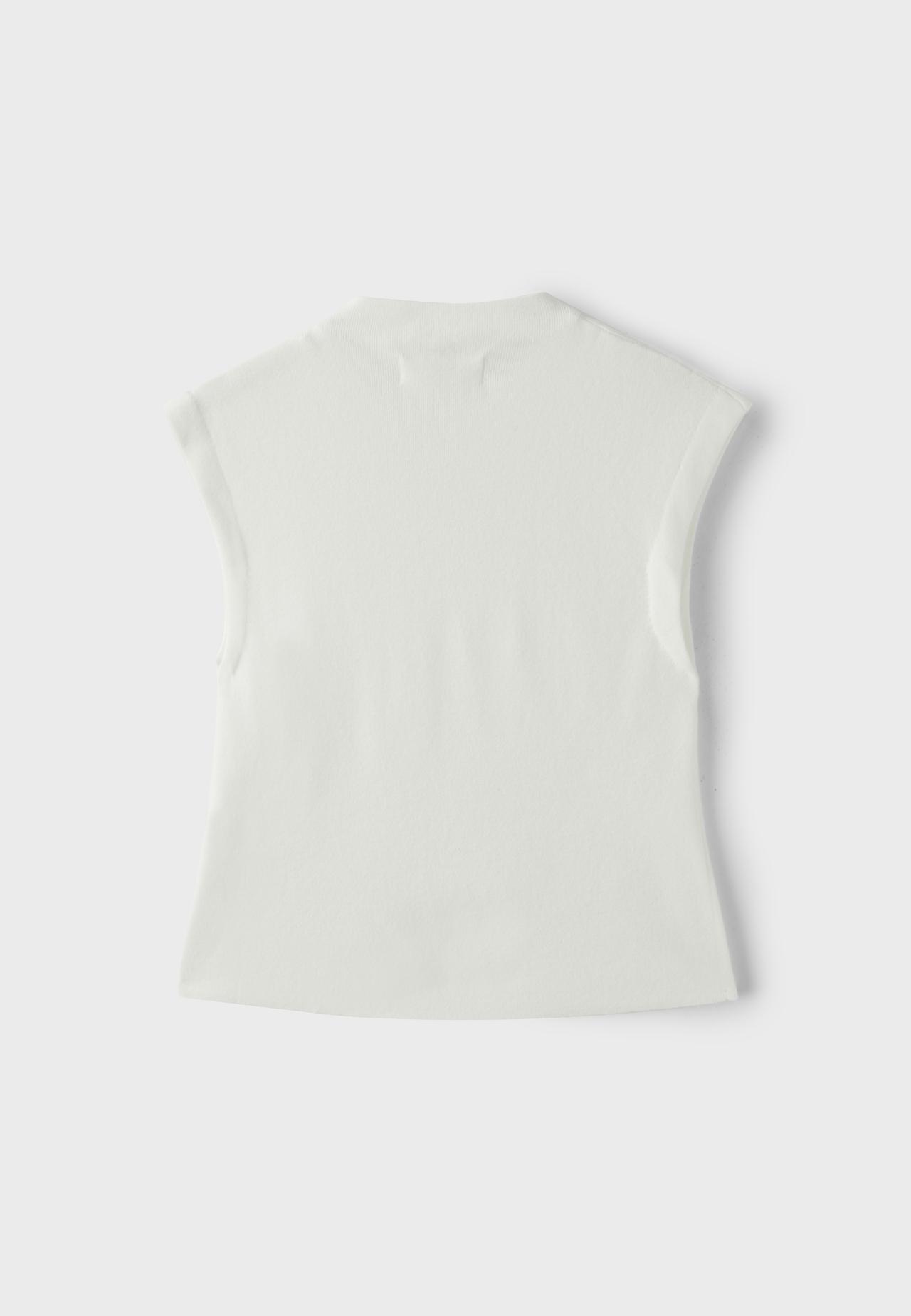 Stand collar knit top — Ecru
