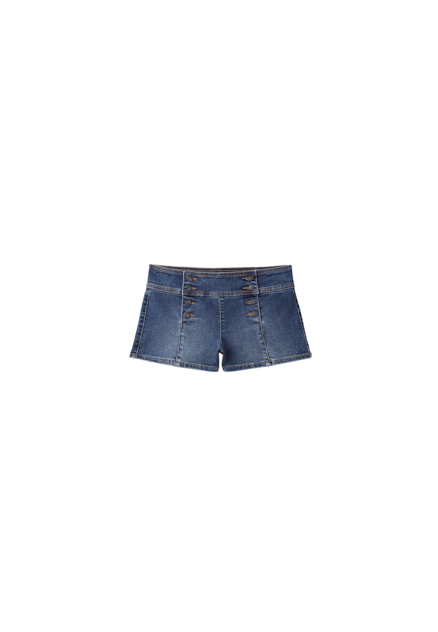 Button denim shorts — MEDIUM DENIM WASH