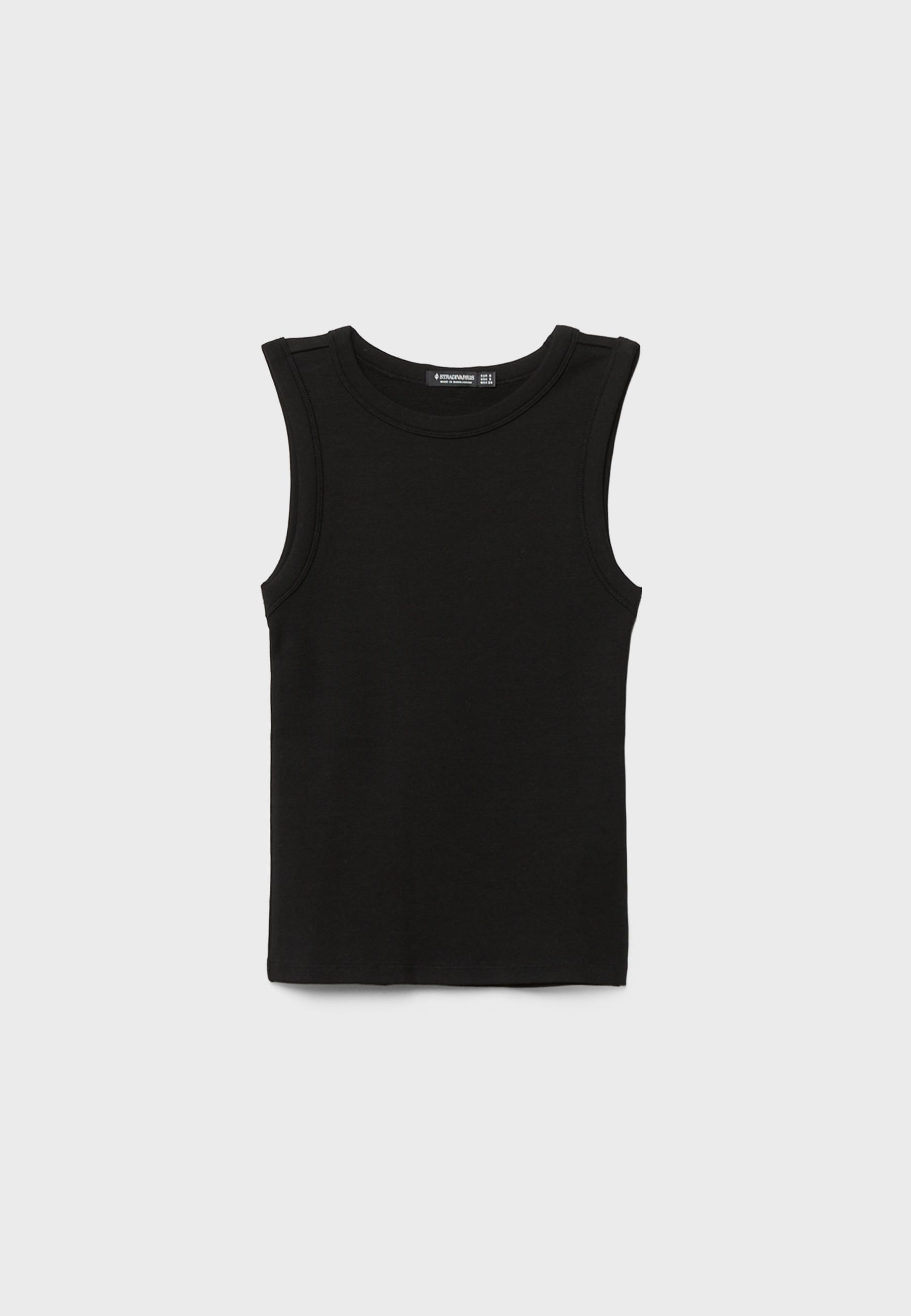 B04 Basic fitted sleeveless top — Black