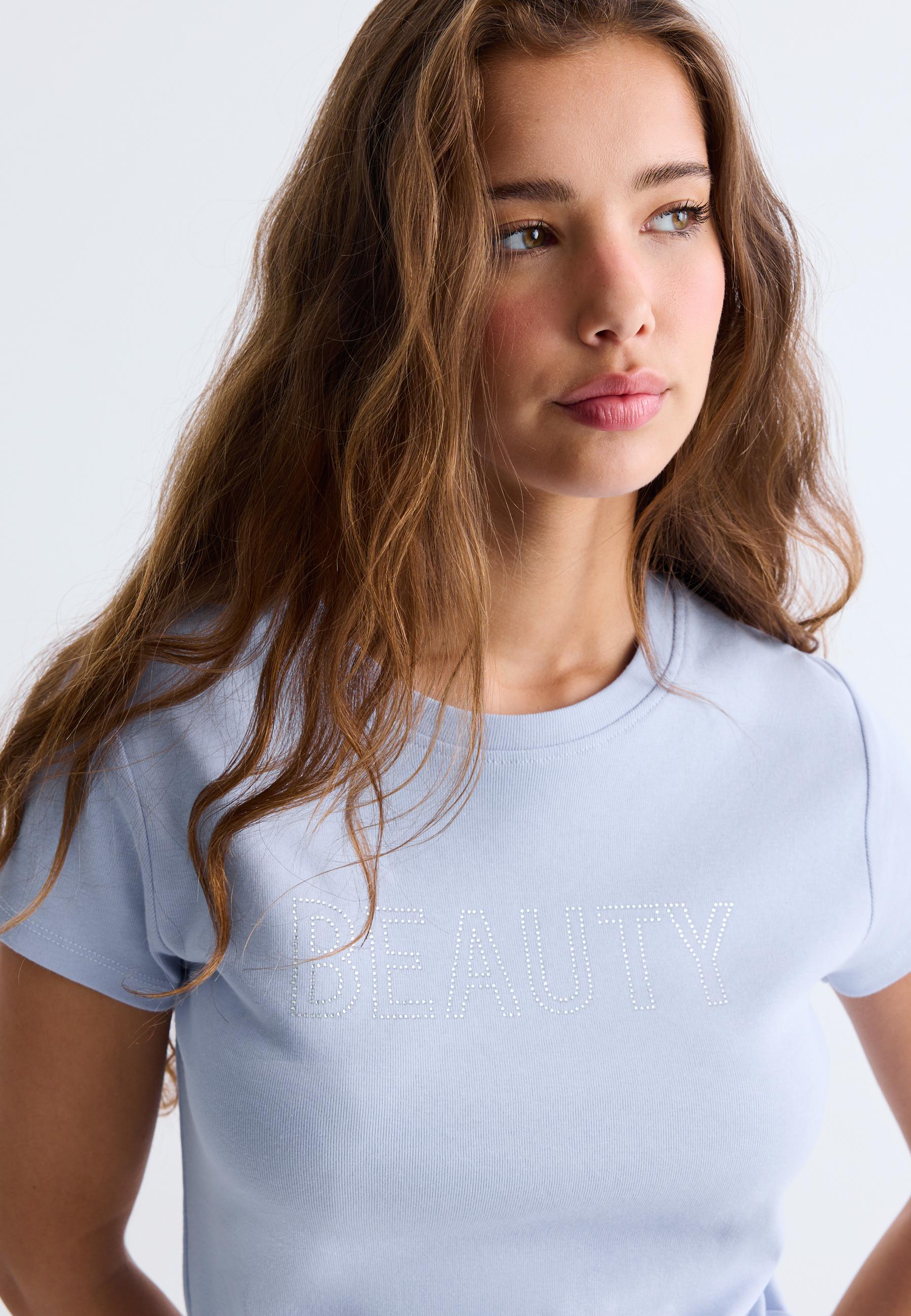 Fitted graphic short sleeve T-shirt — Sky blue