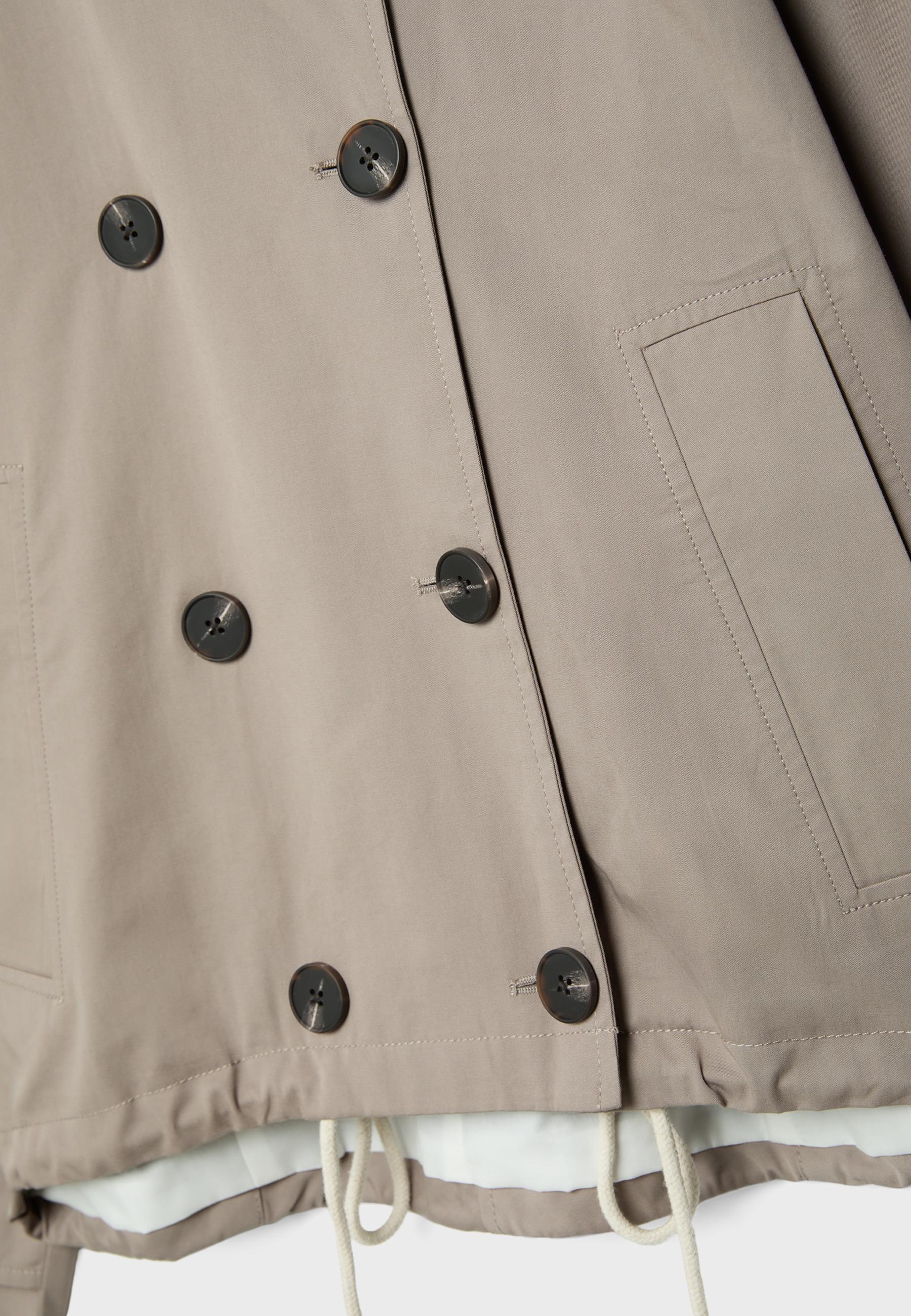 Short puff sleeve trench coat with detachable hood — Beige