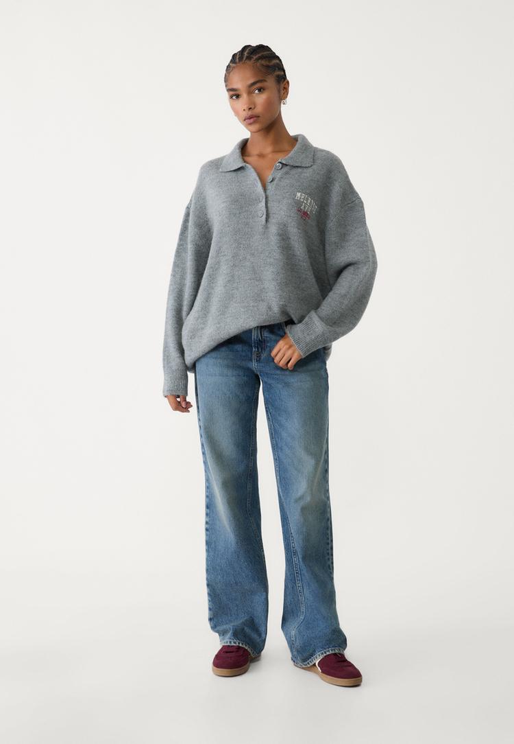 pull polo en maille a boutons