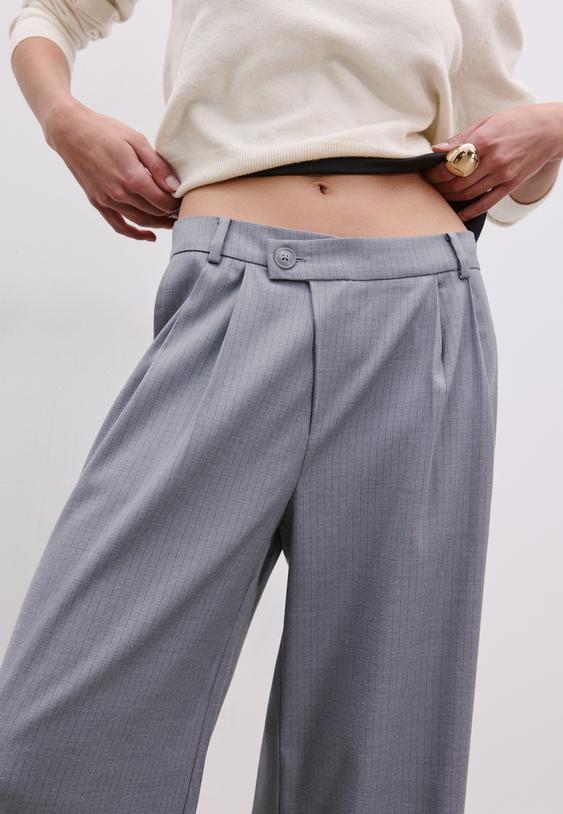 pantalon vestir casual cintura cruzada rayas