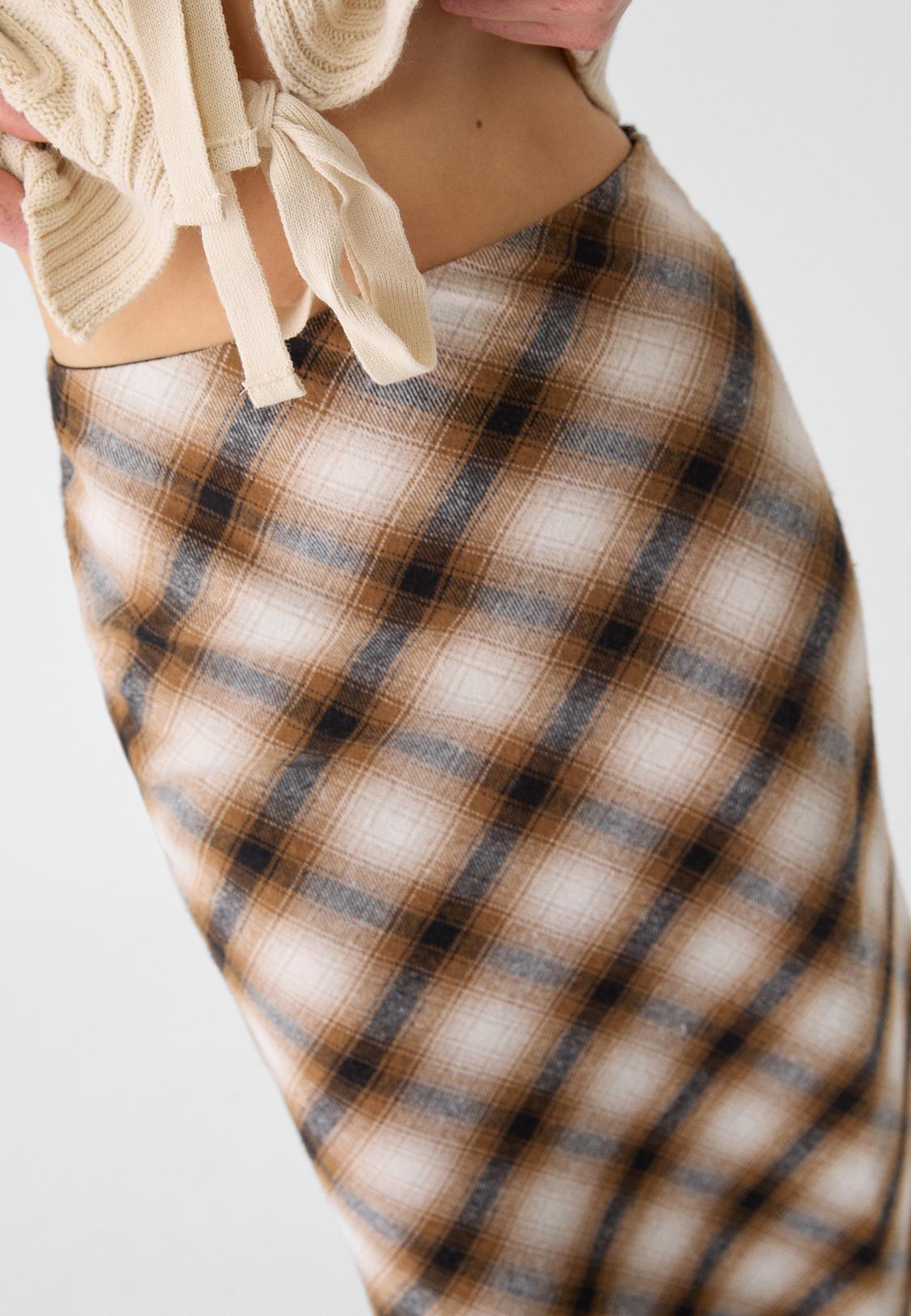 Falda Pantalón Pantalones Midi Stradivarius Efecto Piel Falda