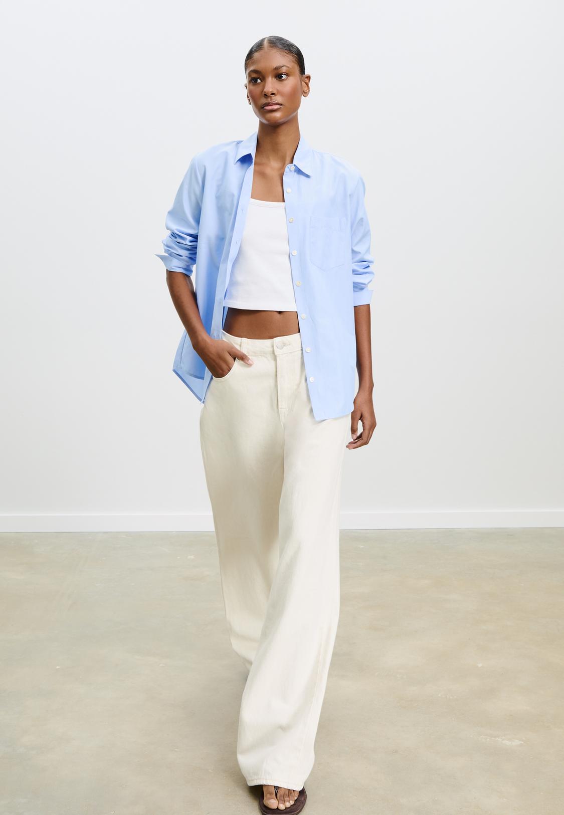 Blusa Maglietta Maniche A Sbuffo Stradivarius Maglia Top Schiena