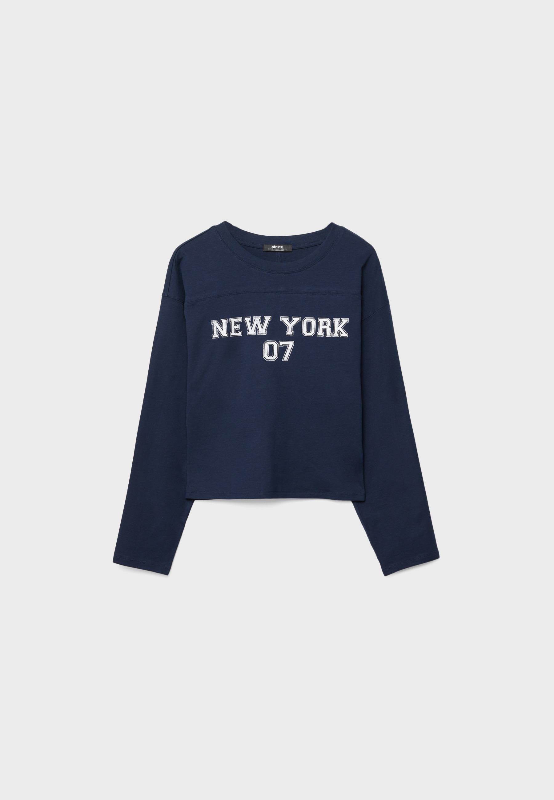Printed kimono sleeve T-shirt — Navy blue