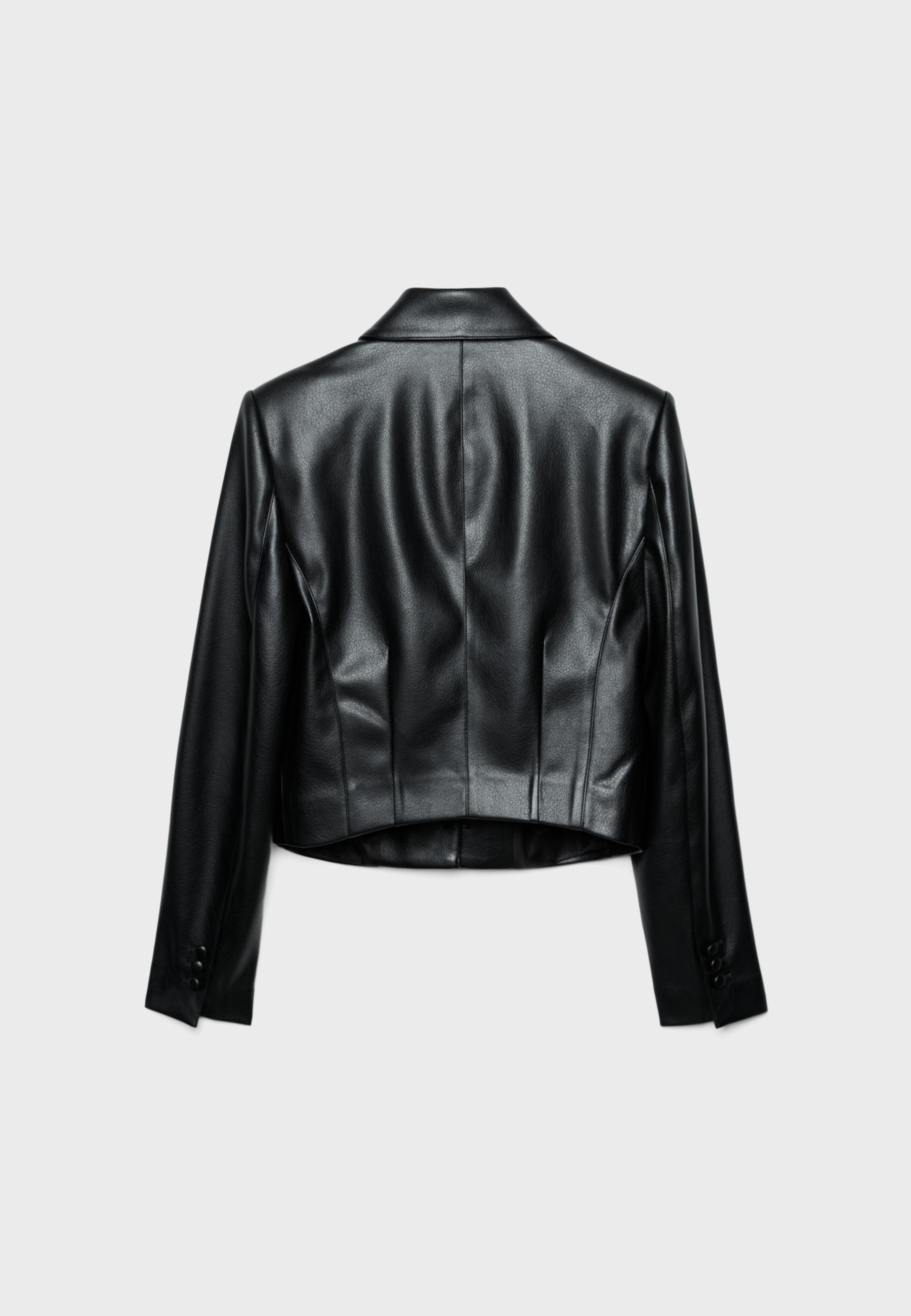 Crop leather effect blazer — Black
