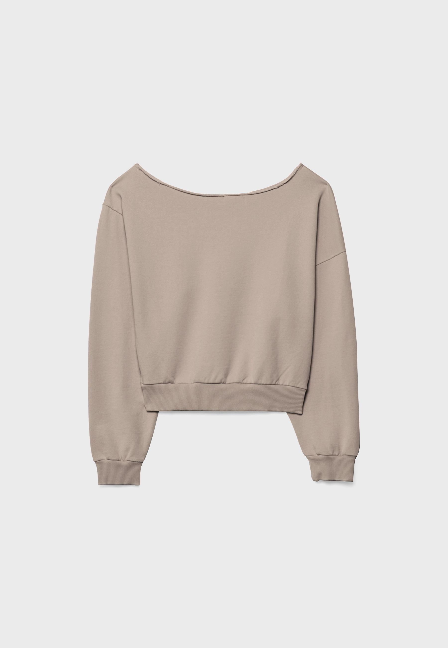 Washed effect cropped sweatshirt — Beige