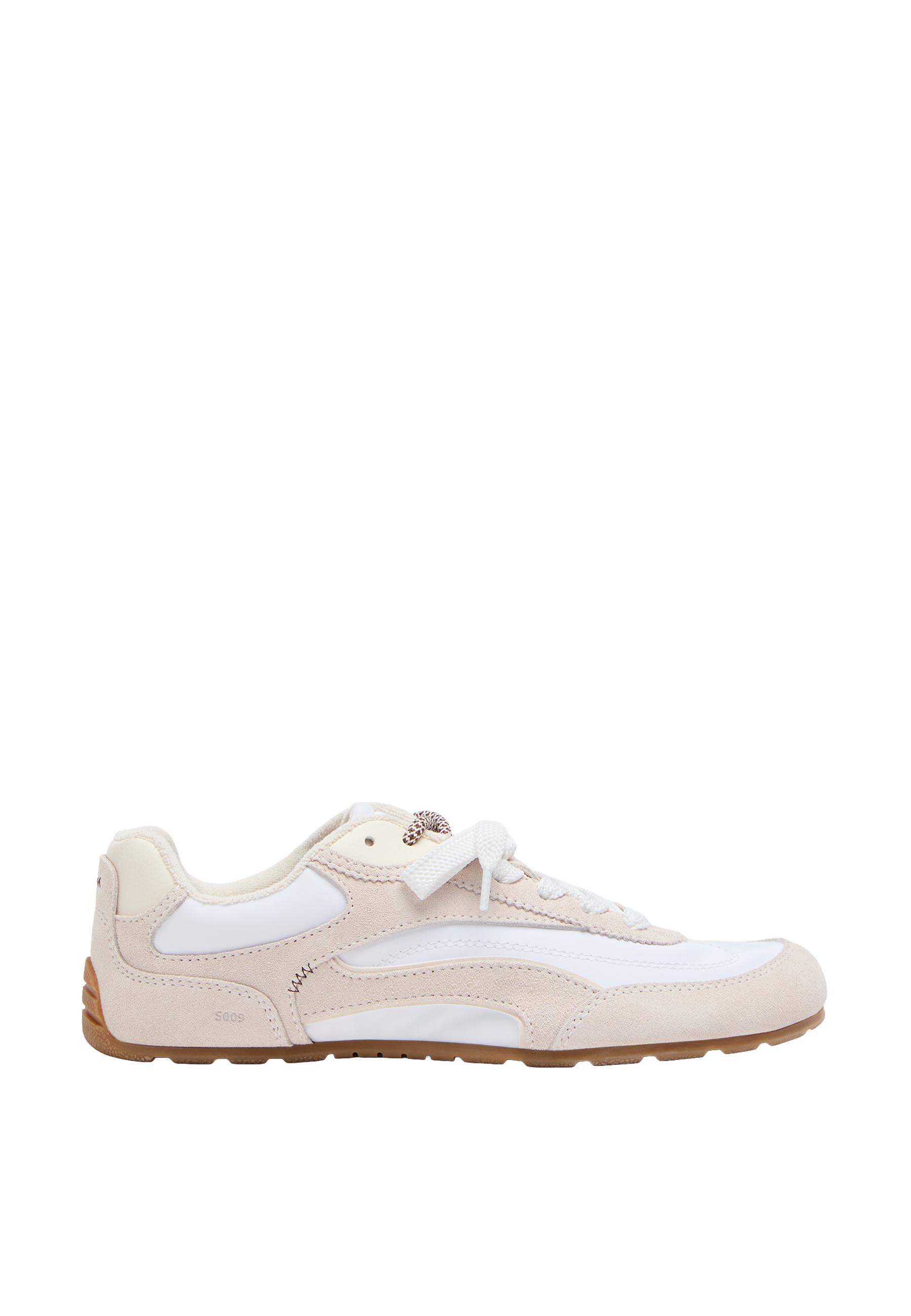 S009 Leather-detail barefoot trainers — ECRU