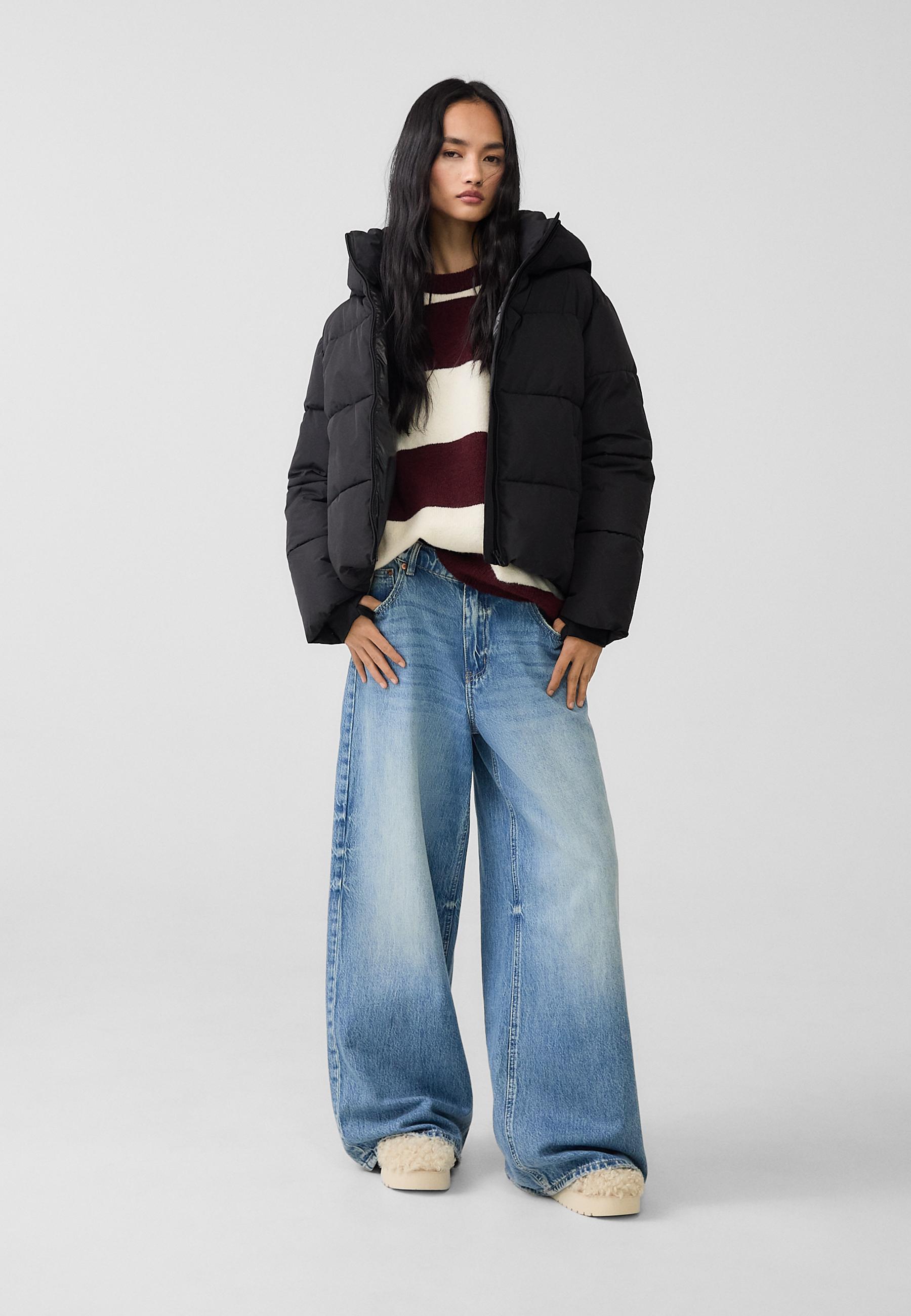 Hooded padded jacket — Black