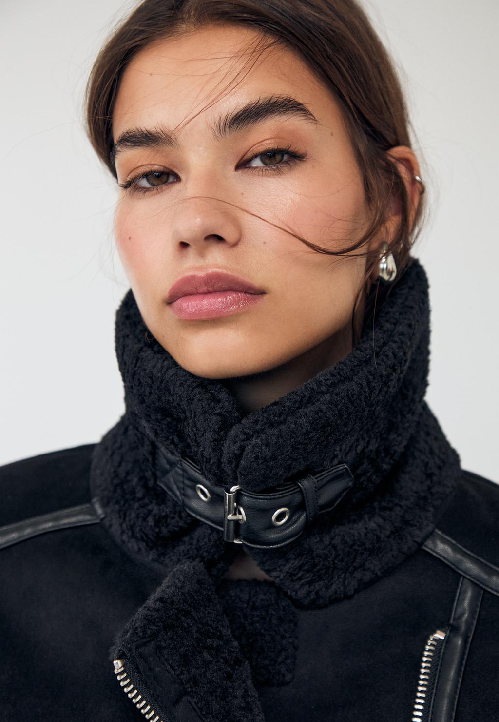 Doubleface-Bikerjacke aus Wildlederimitat