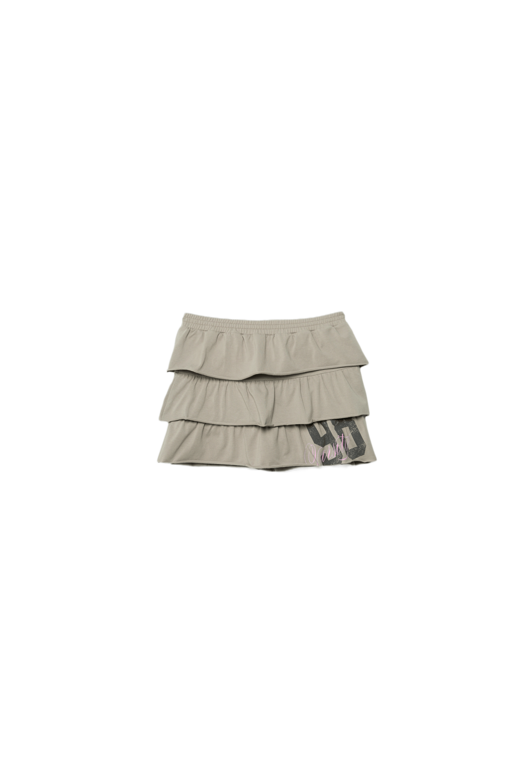 Ruffled positional knit skirt — Beige