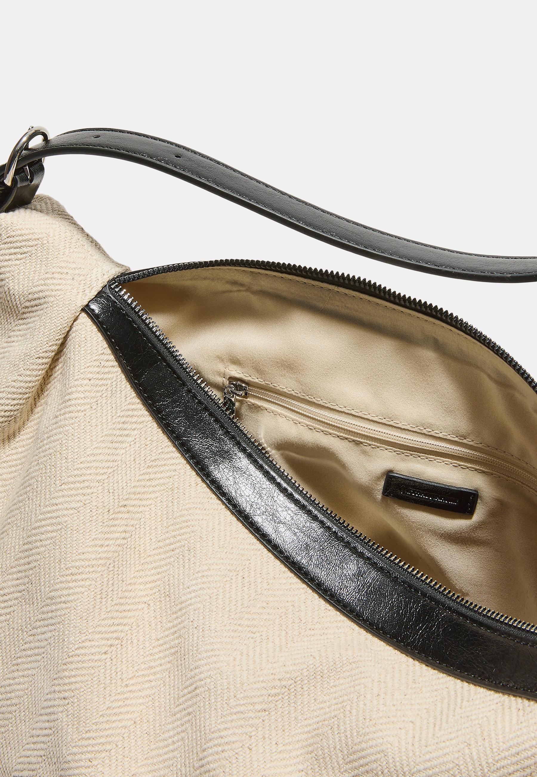 Contrast canvas shoulder bag — Ecru