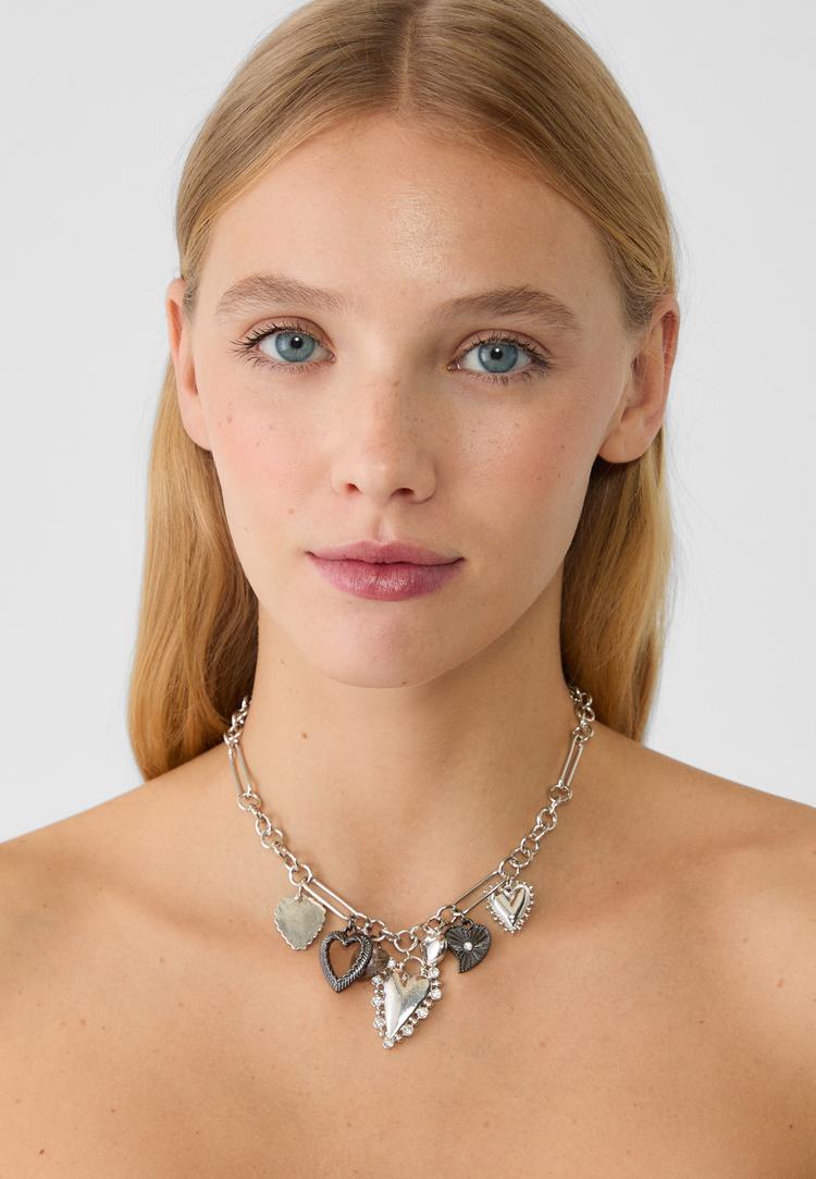 collar multi charm corazones
