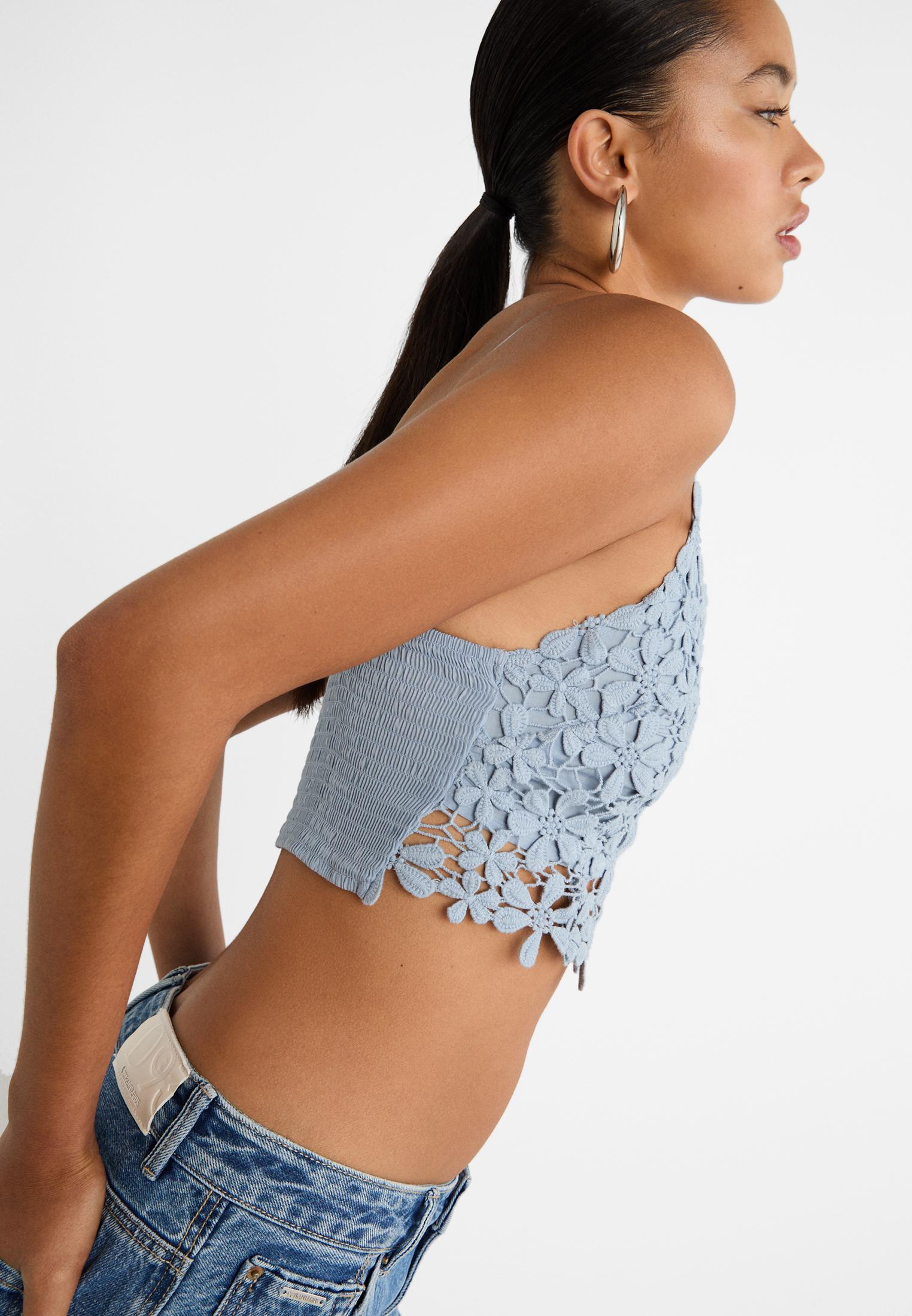 stradivarius crochet top